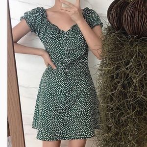 green floral dress